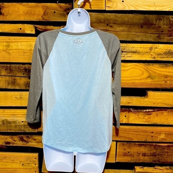 Under Armour Loose Fit 3/4 Sleeve Tee Grey/Light Blue Size‎ XS - Picture 3 of 5